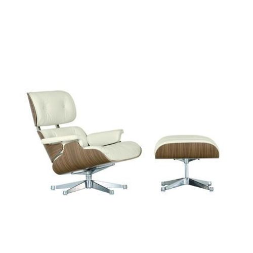 Vitra - White Lounge Chair & Ottoman - Dimensions Nouvelles - 89 Cm - Blanc