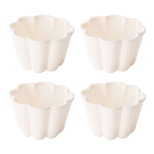 Lot De 4 Moules À Tarte Au Pudding Miniatures En Forme De Fleur, Ensemble De Poêles Antiadhésives Pour Pain, Gâteau, Tarte, Kit De Moules De Cuisson Pour La Maison, La Cuisine, L'extérieur, Les Voyages, Les Restaurants-Beige
