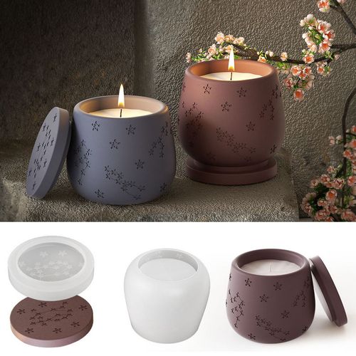 Bocaux en résine avec couvercle, moules en silicone, bougeoirs pour béton, prévention des fuites de cire, support de ciment, décorations de vacances, centre de table, cadeaux artisanaux