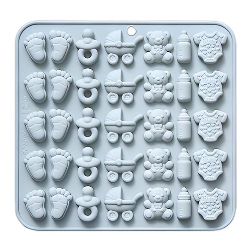 1/2 pièces Silicone bébé douche moule bébé pieds moule biberon sucette bébé Onesie landau ours moules sans BPA chocolat bonbons faisant Kit-Bleu