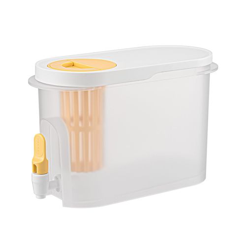 Distributeur De Boissons Pour Réfrigérateur, Bouteille D'eau Froide De Robinet De 3,9 L Avec Large Ouverture, Distributeur De Boissons Étanche Pour Limonade, Jus De Thé Glacé Pour Boissons Chaudes Et Froides, Maison, Bar, Camping-Jaune