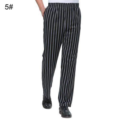 Hommes Rayure Plaid Chili Imprimé Hôtel Restaurant Cuisine Chef Travail Pantalons Longs-Xxl5#
