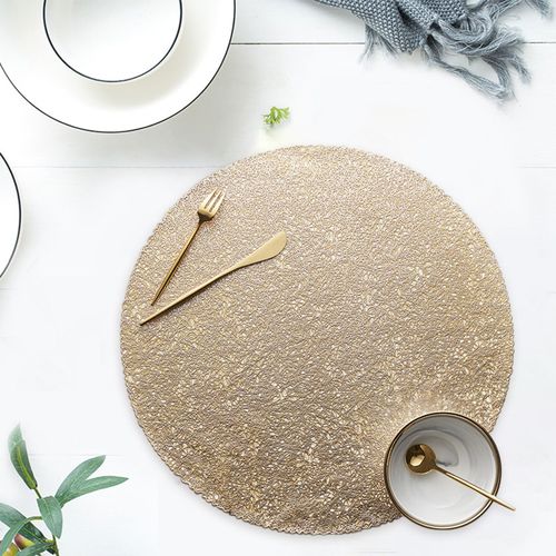 Tapis De Table Tissé En Pvc, Napperons Ronds Résistants À La Chaleur Et À L'usure, Tampons De Bol, Sous-Verres De Tasse De Boisson Pour Salle À Manger, Cuisine À Domicile-Doré