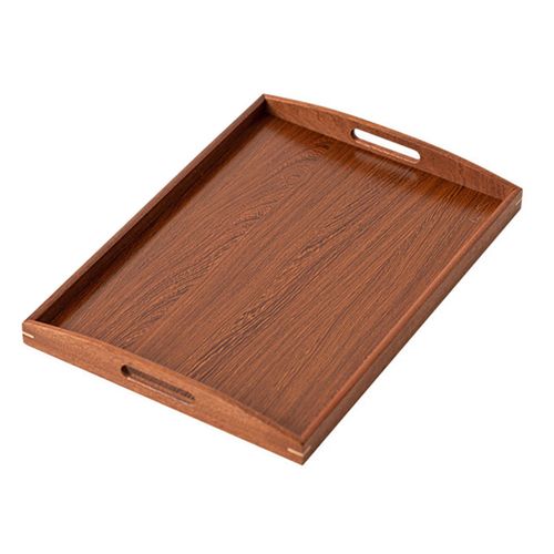 Plateau De Service En Bois Fait À La Main, Rectangulaire, Table Basse En Bois Avec Poignées Découpées Pour Servir Des Pâtisseries, Des Collations, Mini Bar, Plateau Pour La Cuisine-M