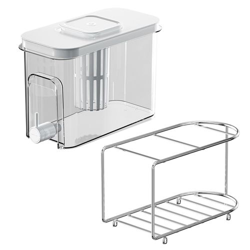 Distributeur De Boissons Avec Robinet, Grand Récipient Pour Boissons Liquides, 4 L, Pichet D'eau Froide, Support De Limonade, Pichet À Jus Pour Réfrigérateur, Maison, Fête, Hôtel, Restaurant-Blanc