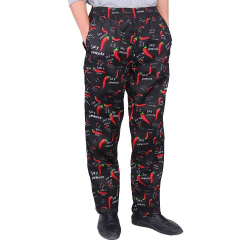 Hommes Rayure Plaid Chili Imprimé Hôtel Restaurant Cuisine Chef Travail Pantalons Longs-L8#