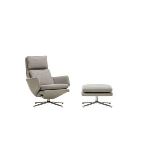 Vitra - Grand Relax Avec Ottoman - Cuir Sable Forte / Fossile Cosy - Aluminium Poli - Beige