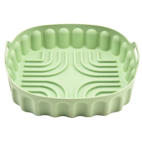 Plaque de cuisson réutilisable antiadhésive, imperméable, carré, revêtement de friteuse en Silicone, gril, tapis de cuisson, accessoires de cuisine-Vert S