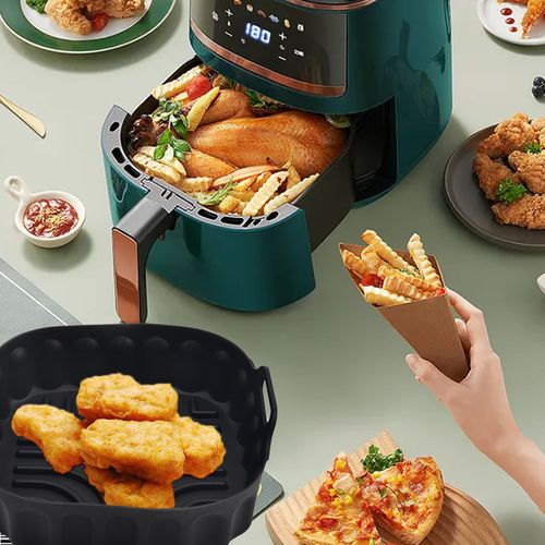 Plaque de cuisson réutilisable antiadhésive, imperméable, carré, revêtement de friteuse en Silicone, gril, tapis de cuisson, accessoires de cuisine-Noir L