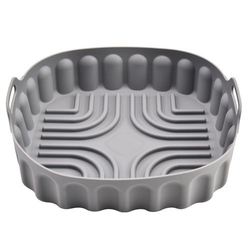 Plaque de cuisson réutilisable antiadhésive, imperméable, carré, revêtement de friteuse en Silicone, gril, tapis de cuisson, accessoires de cuisine-Gris S