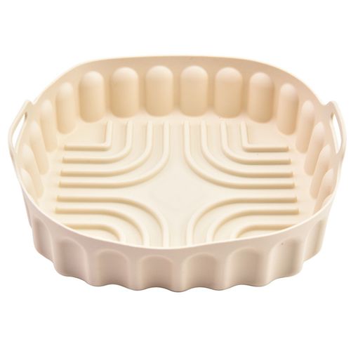 Plaque de cuisson réutilisable antiadhésive, imperméable, carré, revêtement de friteuse en Silicone, gril, tapis de cuisson, accessoires de cuisine-Beige L