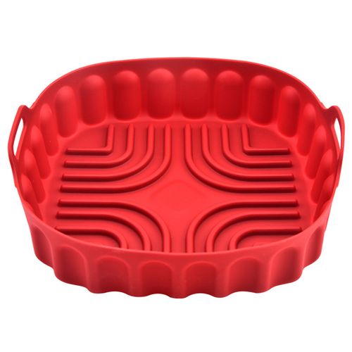 Plaque de cuisson réutilisable antiadhésive, imperméable, carré, revêtement de friteuse en Silicone, gril, tapis de cuisson, accessoires de cuisine-Rouge S