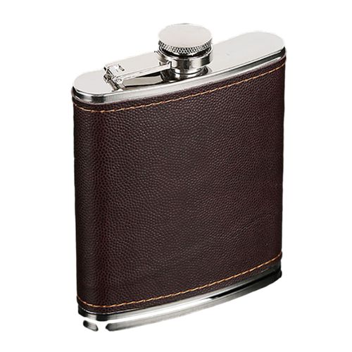 Flacon De Hanche En Acier Inoxydable Enveloppé De Faux Cuir Pour Hommes, Vodka, Whisky, Alcool, 5 À 9oz-7 Onces