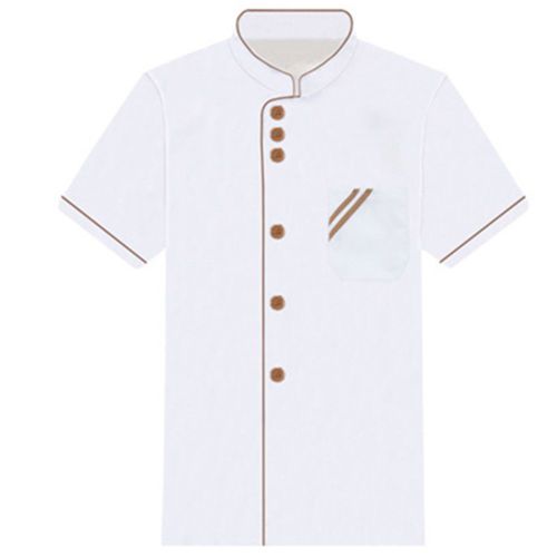 Veste De Chef Unisexe À Manches Longues Et Courtes, Manteau, Uniforme De Service De Cuisine D'hôtel, Vêtements De Travail-M Manches Courtes Blanc + Café
