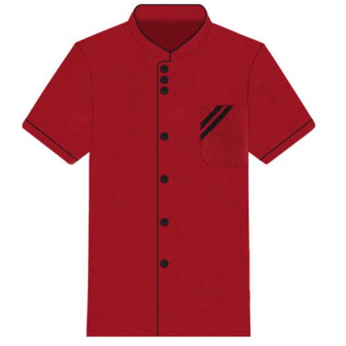 Veste De Chef Unisexe À Manches Longues Et Courtes, Manteau, Uniforme De Service De Cuisine D'hôtel, Vêtements De Travail-M Rouge + Noir Manches Courtes