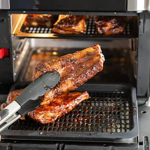 Plateau de cuisson antiadhésif, facile à nettoyer, conception de grille, passe au lave-vaisselle, pratique, polyvalent, en acier au carbone, grille amovible pour friteuses à air pour la cuisine