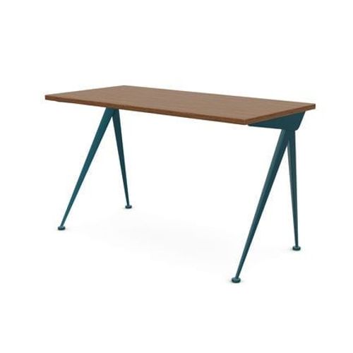 Vitra - Table Compas Direction - Prouvé Bleu Dynastie - Noyer Américain - Bleu