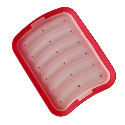 Moule à saucisses en Silicone, échappement pratique, de qualité alimentaire, facile à démouler, épaissi, cuisson saine, avec couvercle, outil de complément alimentaire pour bébé-Rouge