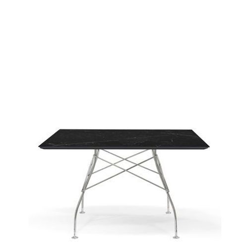 Kartell - Table Glossy Rectangulaire - Marbre Noir - Chrome - Noir