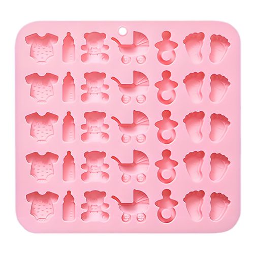 1/2 pièces Silicone bébé douche moule bébé pieds moule biberon sucette bébé Onesie landau ours moules sans BPA chocolat bonbons faisant Kit-Rose