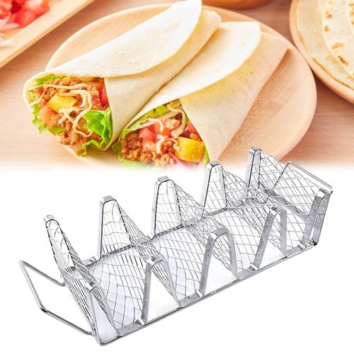 Supports à tacos en acier inoxydable Support de support de coquille de taco pour la cuisson au four Plaques de plateau à tacos antirouille pouvant contenir 4 supports à tacos pour coquilles croustillantes