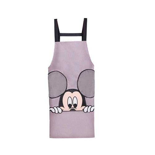 Tablier de cuisine motif Mickey, bavoir de cuisine étanche à l'huile avec poche, fournitures ménagères-Rose