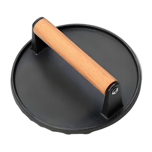 Presse à hamburger ronde et rectangulaire 3 en 1, machine à galettes en métal robuste avec manche en bois, surface antiadhésive, outil de barbecue de cuisine pour hamburgers farcis, hamburger de b?uf-Rond