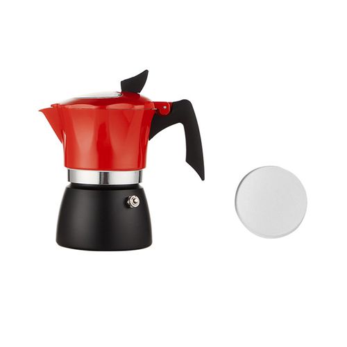 1 Ensemble De Cafetière De 150ml, Isolation Thermique, Prise Confortable, Bouilloire À Café En Aluminium Résistante Aux Hautes Températures Avec Papier Filtre Pour La Cuisine-Rouge