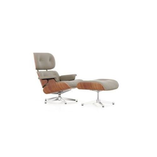 Vitra - Lounge Chair & Ottoman - Poli - Cuir Premium F Sable - Cerisier Américain - Dimensions Nouvelles - 89 Cm - Beige