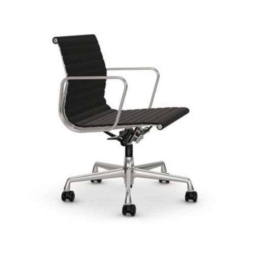 Vitra - Chaise En Aluminium Ea 117, Structure Polie, Roulettes Souples Pour Sols Durs - Poli - Hopsak - Noir - Roulettes Pour Sols Durs - Noir