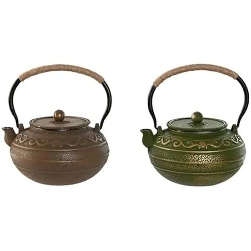 Théière - Home Esprit - Marron Vert - Acier Inoxydable - Fer - 1,3 L (2 Unités)