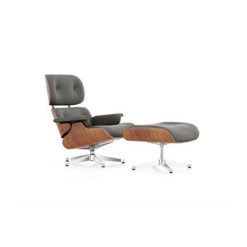 Vitra - Lounge Chair & Ottoman - Poli - Premium F Umbra - Cerisier Américain - Dimensions Nouvelles - 89 Cm - Gris