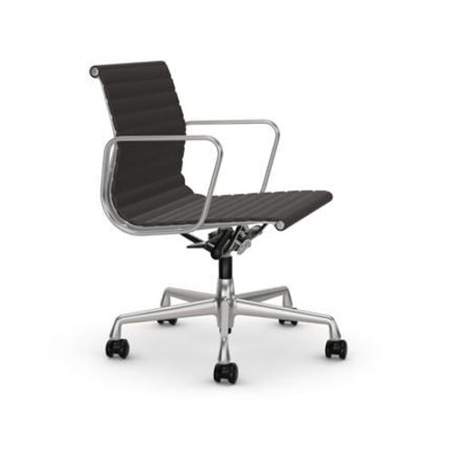 Vitra - Chaise En Aluminium Ea 117, Structure Polie, Roulettes Souples Pour Sols Durs - Poli - Hopsak - Gris Foncé - Roulettes Pour Sols Durs - Gris