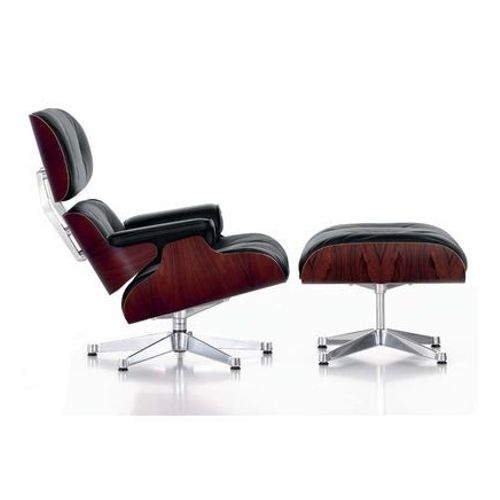 Vitra - Lounge Chair & Ottoman - Poli - Cuir Premium F Chocolat - Santos Palisander - Dimensions Classiques - 84 Cm - Marron