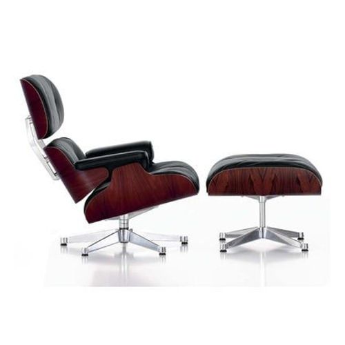 Vitra - Lounge Chair & Ottoman - Poli - Cuir Premium F Marron - Santos Palisander - Dimensions Classiques - 84 Cm - Marron