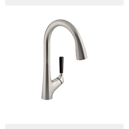Jacob Delafon - JACOB DELAFON Mitigeur cuisine Malleco détection automatique Bec haut inox brossé douchette extractible - Gris