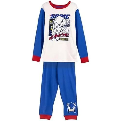 Pyjama D'hiver - Sonic - Ensemble Mixte Enfant - 100% Coton - 2 Pièces - Motif Sonic