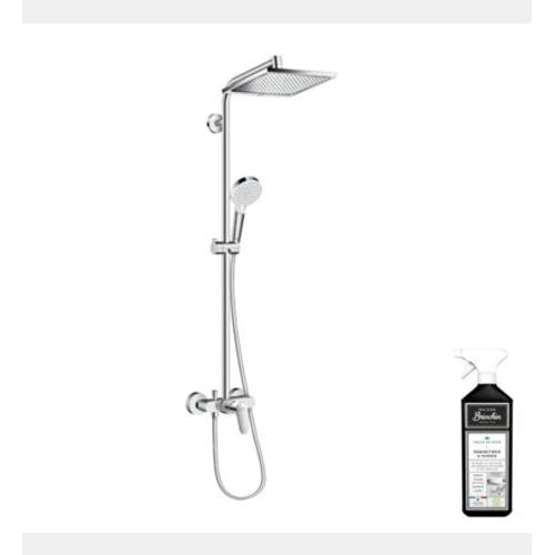 Hansgrohe - Colonne de douche mÃ©ecanique HANSGROHE Crometta E 240 chromÃ©e + nettoyant Briochin  - Rose