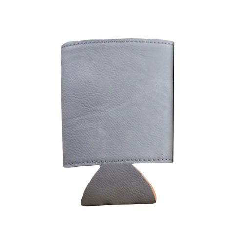 Manchon de canette en Faux cuir pour canettes de bière et de Soda, housse isolée pour boissons froides, facile à nettoyer, excellent cadeau pour hommes et femmes-Gris