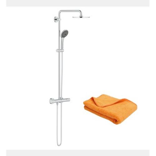 Grohe - Colonne de douche avec mitigeur thermostatique GROHE Vitalio Joy System 210 Quickfix  + microfibre  - Rose