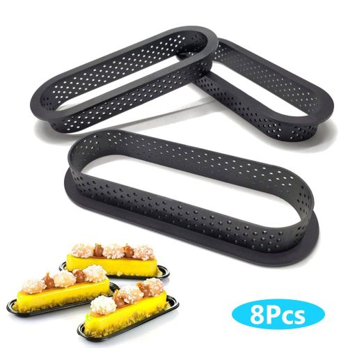 Moules À Gâteaux Ovales Antiadhésifs En Silicone, 8 Pièces, Anneaux Coupe-Mousse À Dessert, Outil De Cuisson