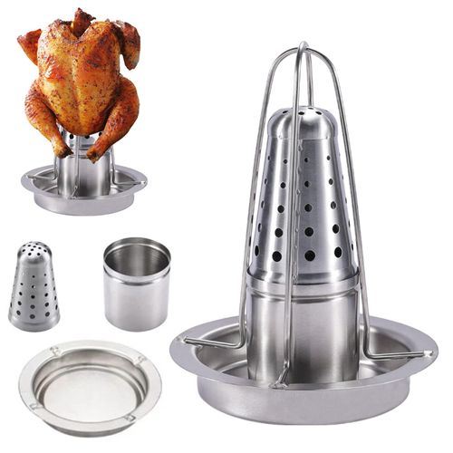 Rôtissoire à poulet en canette de bière avec récipient aromatisant Rôtissoire à volaille en acier inoxydable pour grill et four Support à infusion d'arômes pour bière et épices