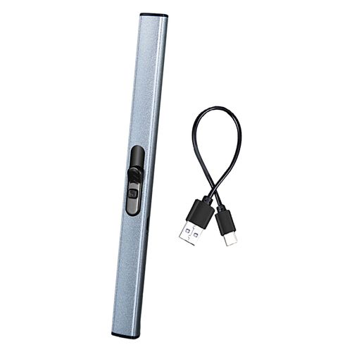 Allumeur à impulsions, chargement USB, coupe-vent, sans flamme, longue poignée, cuisinière à gaz de Camping, barbecue, allumeur électrique, fournitures d'extérieur-Argent