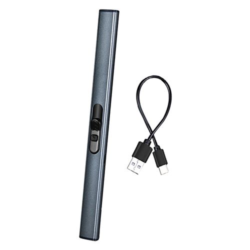 Allumeur à impulsions, chargement USB, coupe-vent, sans flamme, longue poignée, cuisinière à gaz de Camping, barbecue, allumeur électrique, fournitures d'extérieur-Gris