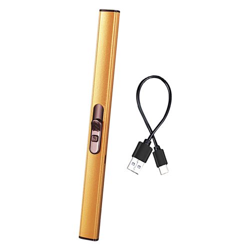 Allumeur à impulsions, chargement USB, coupe-vent, sans flamme, longue poignée, cuisinière à gaz de Camping, barbecue, allumeur électrique, fournitures d'extérieur-Doré
