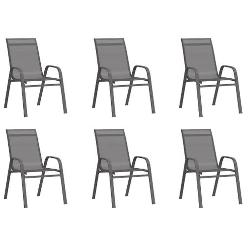 Prolenta Premium - Chaises Empilables De Jardin Lot De 6 Gris Tissu Textilène