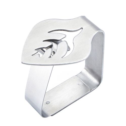 Pince à nappe creuse fleur feuille papillons forme de lune robuste en acier inoxydable coupe-vent table à manger support de couverture pince Gadgets de cuisine-Feuille