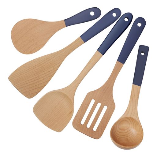 5 Pièces/Ensemble D'ustensiles De Cuisine Ensemble Anti-Dérapant À Long Manche Pelle En Bois Cuillère Spatule À Frire Batterie De Cuisine Haute Ensemble De Cinq Pièces Ensemble D'ustensiles De Cuisine Résistant À La Température Fournitures De Cuisine