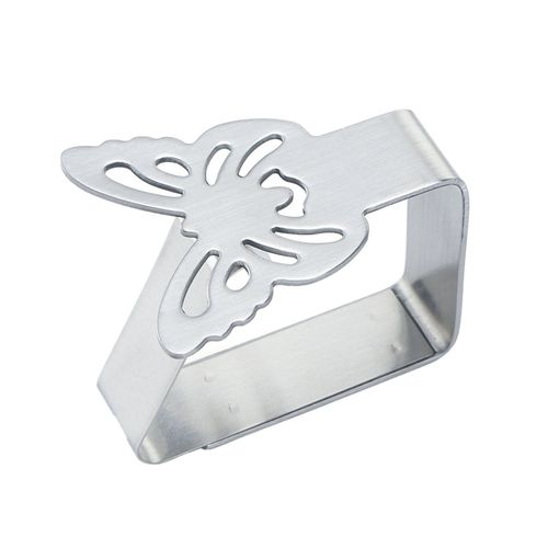 Pince à nappe creuse fleur feuille papillons forme de lune robuste en acier inoxydable coupe-vent table à manger support de couverture pince Gadgets de cuisine-Papillon