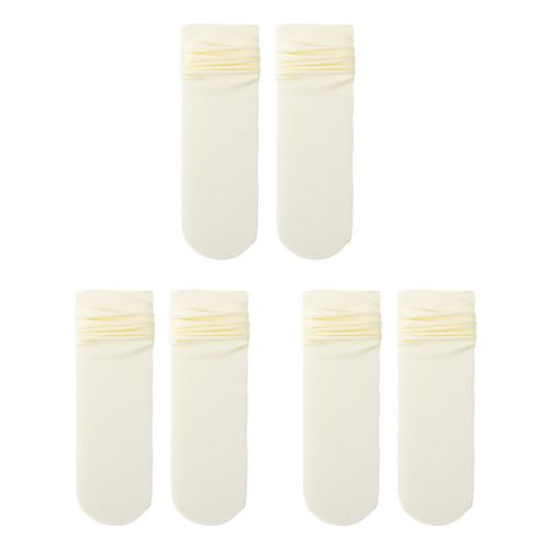 3 Paires De Chaussettes En Soie Glacée Pour Femmes, Chaussettes D'été Ultra Fines, Décontractées, Mi-Mollet, Empilées, Élastiques Au-Dessus De La Cheville-Beige